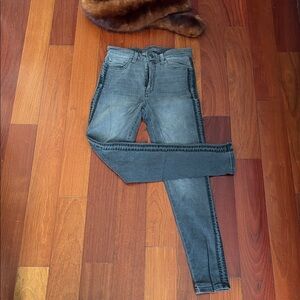 Joe's Jeans Dark Gray Skinny Jeans with Tuxedo Stripe. 27